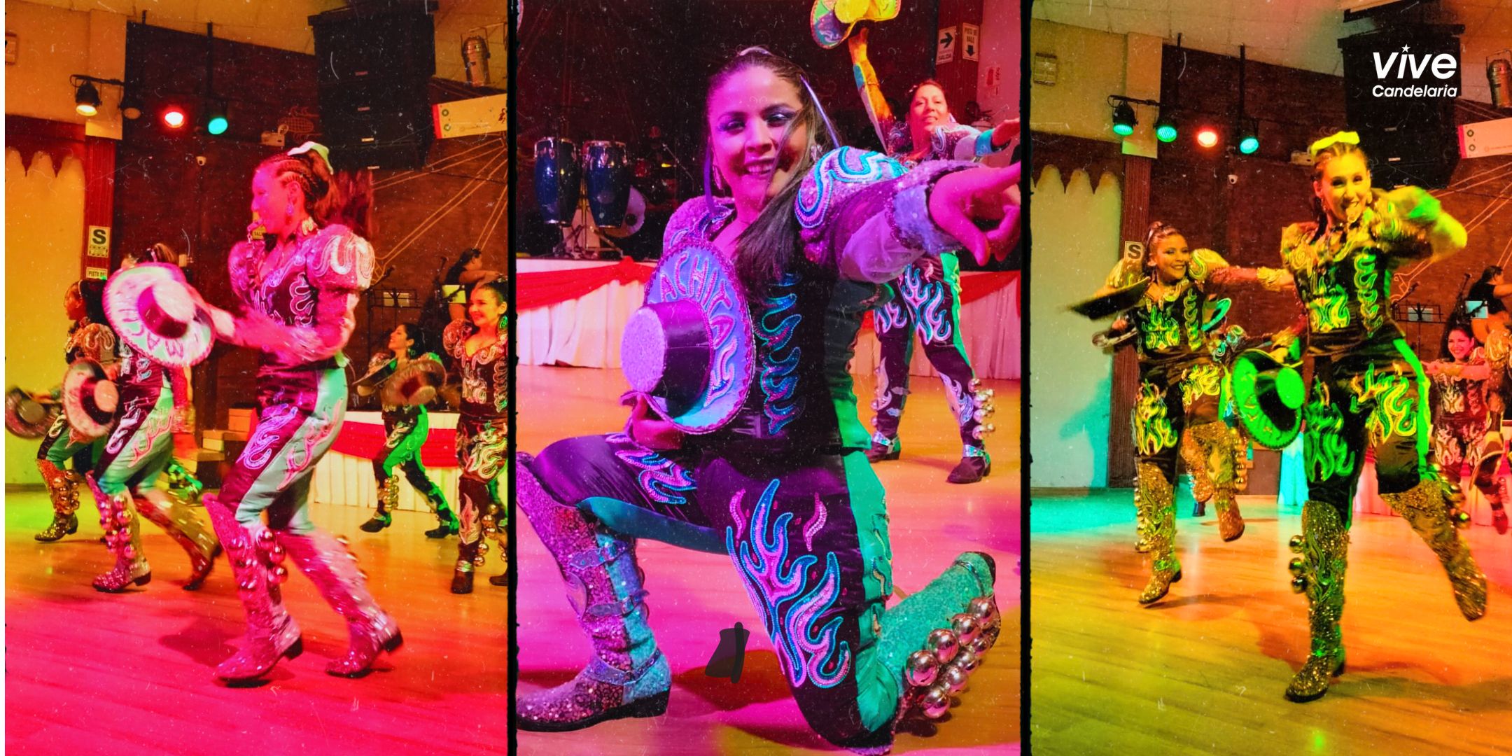 Mujer Machita Caporal destacando en una danza tradicional de Puno durante el homenaje en el Centro Cultural La Candelaria.