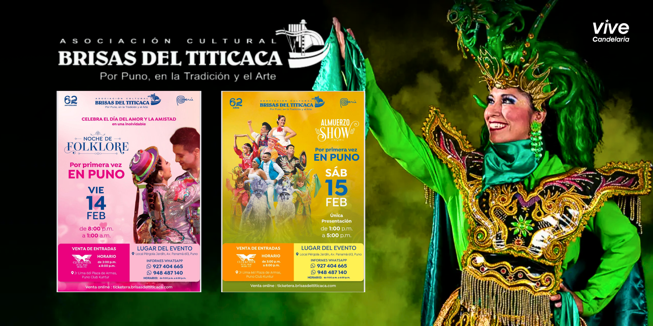 Presentación cultural de Brisas del Titicaca en Puno con danzas y música.
