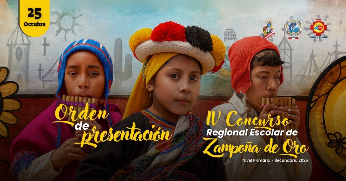 Niños participando en el Concurso de Zampoña de Oro 2025 en Puno